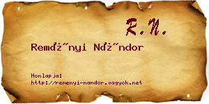 Reményi Nándor névjegykártya